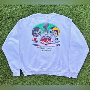 Vintage Superbowl XXXIV 2000 Sweatshirt Mens SZ XXL White Titans Rams Y2K NFL